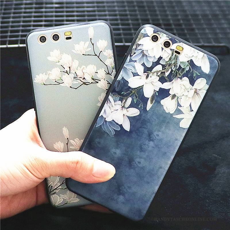 Hülle Huawei P10 Plus Taschen Handyhüllen Blumen, Case Huawei P10 Plus Silikon Trend Blau