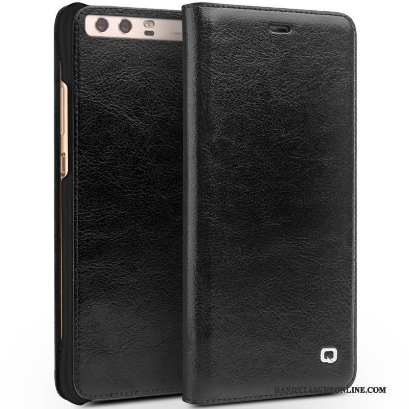 Hülle Huawei P10 Schutz Schwarz Business, Case Huawei P10 Lederhülle Handyhüllen