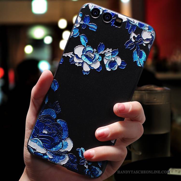 Hülle Huawei P10 Silikon Blau Chinesische Art, Case Huawei P10 Weiche Anti-sturz Persönlichkeit