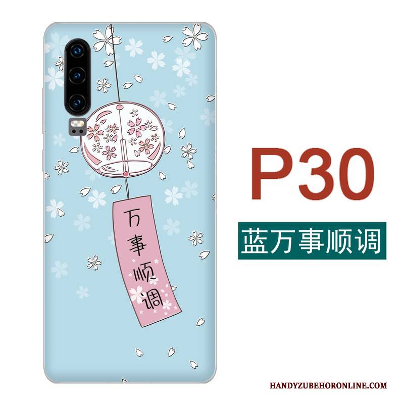 Hülle Huawei P30 Blau Frisch, Case Huawei P30 Wind Handbemalte