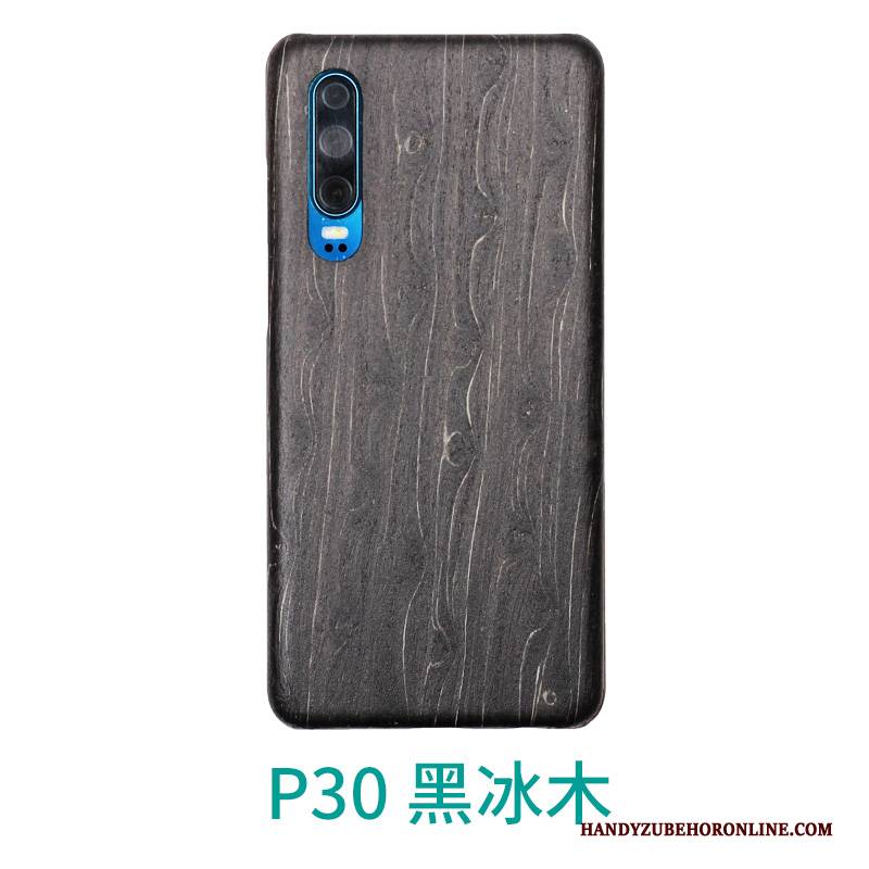 Hülle Huawei P30 Holzmaserung Anti-sturz Schlank, Case Huawei P30 Luxus Business Schwarz