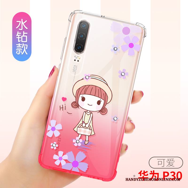 Hülle Huawei P30 Weiche Rosa Ballon, Case Huawei P30 Schutz Schlank Transparent