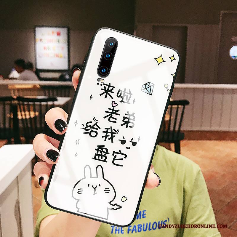 Hülle Huawei P30 Weiche Spiegel Handyhüllen, Case Huawei P30 Karikatur Glas Anti-sturz