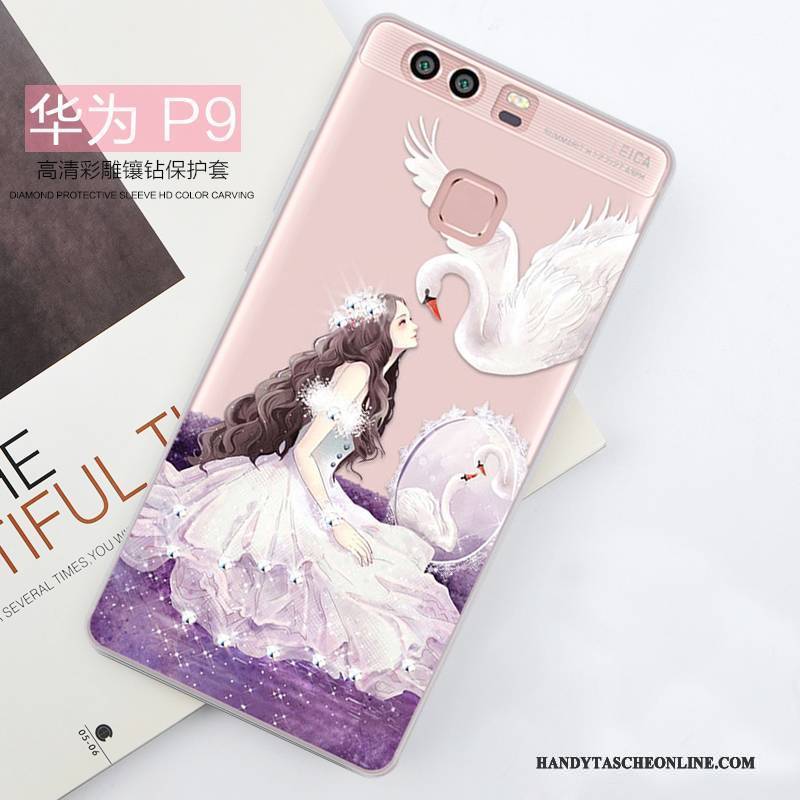 Hülle Huawei P9 Plus Kreativ Handyhüllen Lila, Case Huawei P9 Plus Strass Trend Persönlichkeit