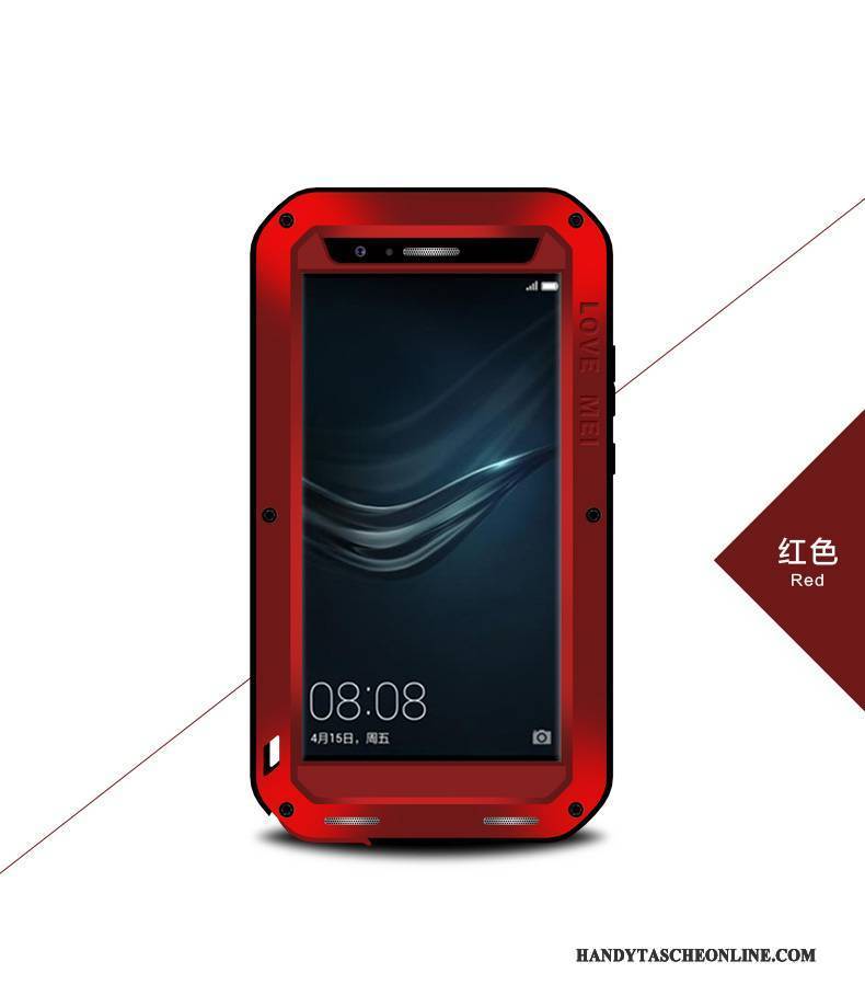 Hülle Huawei P9 Plus Metall Anti-sturz Rot, Case Huawei P9 Plus Taschen Handyhüllen Hängende Verzierungen