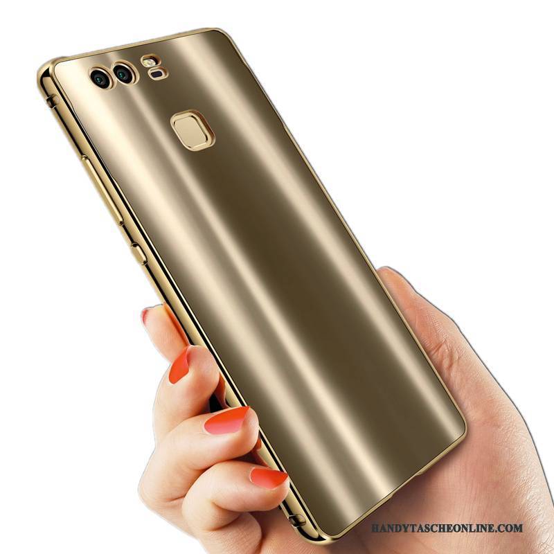 Hülle Huawei P9 Plus Metall Gold Handyhüllen, Case Huawei P9 Plus Schutz Grenze Jugend