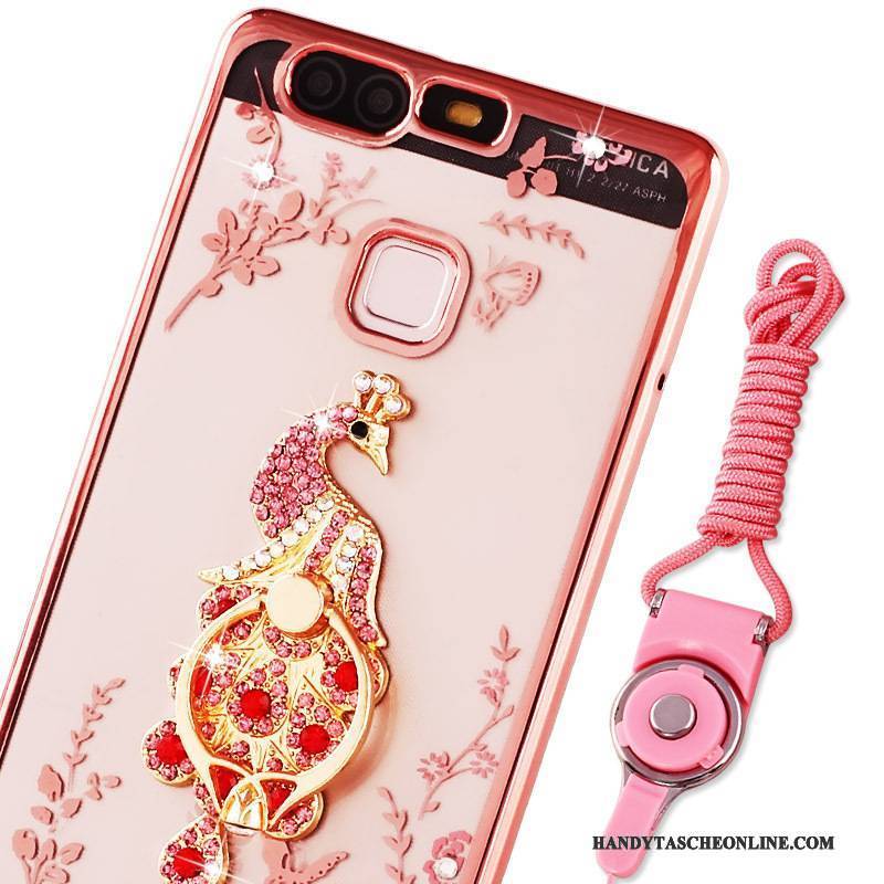 Hülle Huawei P9 Plus Schutz Ring Rosa, Case Huawei P9 Plus Strass Anti-sturz