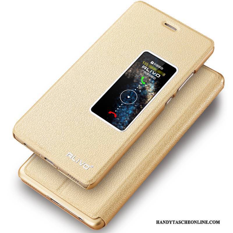 Hülle Huawei P9 Plus Taschen Handyhüllen Gold, Case Huawei P9 Plus Folio Anti-sturz