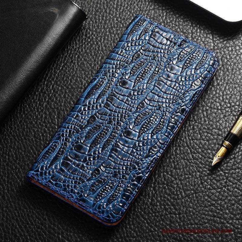 Hülle Moto G8 Taschen Handyhüllen Krokodilmuster, Case Moto G8 Schutz Blau