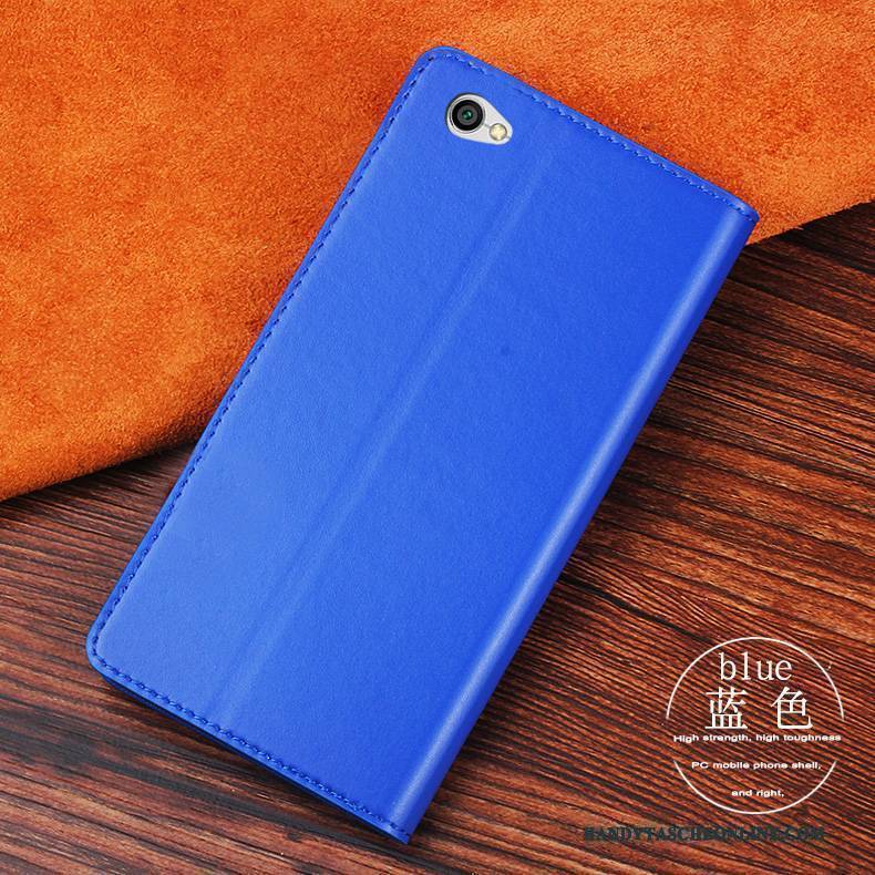 Hülle Redmi Note 5a Lederhülle Handyhüllen Blau, Case Redmi Note 5a Taschen Anti-sturz Rot