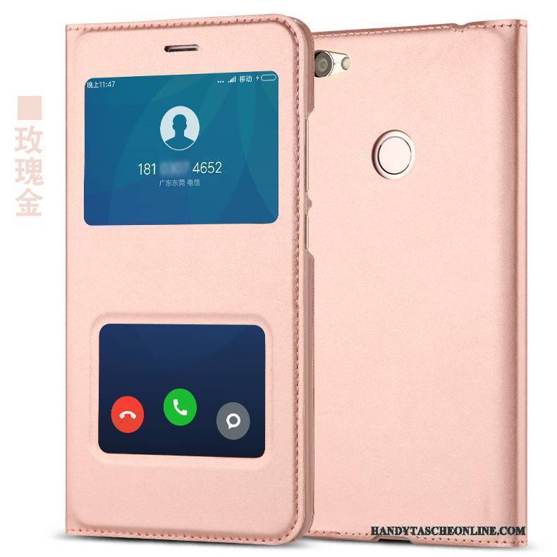 Hülle Redmi Note 5a Schutz Handyhüllen Rot, Case Redmi Note 5a Lederhülle Anti-sturz Rosa