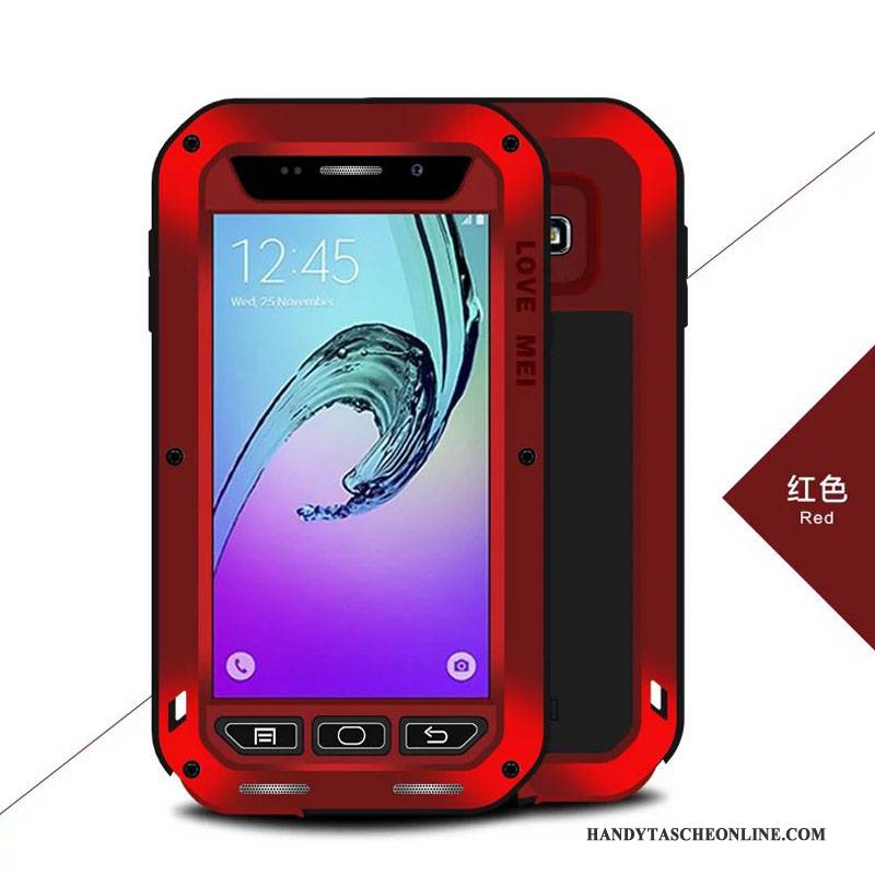 Hülle Samsung Galaxy A3 2016 Silikon Rot Drei Verteidigungen, Case Samsung Galaxy A3 2016 Metall Handyhüllen Anti-sturz