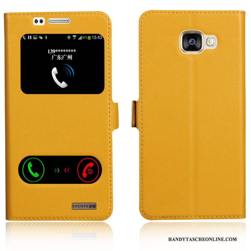 Hülle Samsung Galaxy A5 2016 Schutz Handyhüllen Gelb, Case Samsung Galaxy A5 2016 Leder Neu