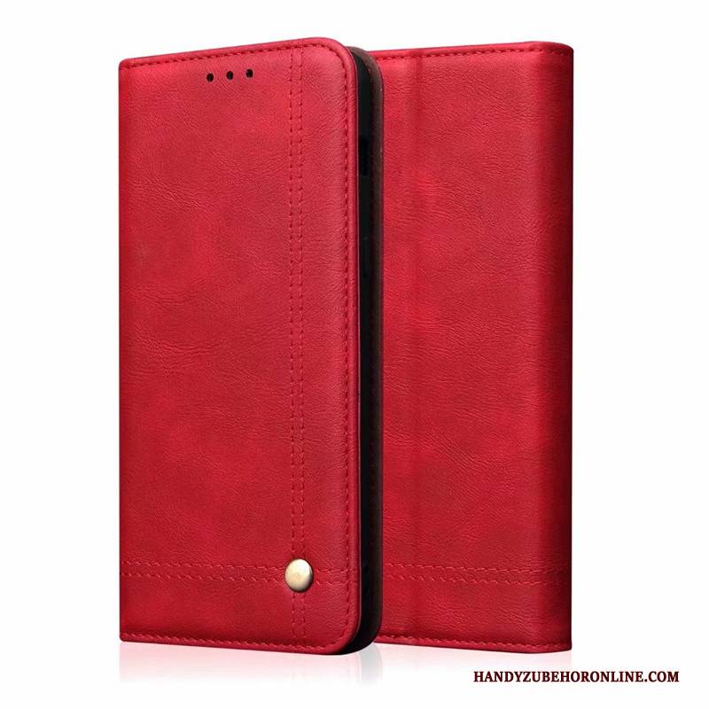 Hülle Samsung Galaxy A50 Lederhülle Karte Anti-sturz, Case Samsung Galaxy A50 Folio Rot Handyhüllen