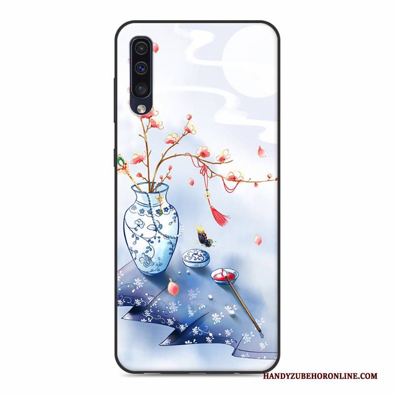 Hülle Samsung Galaxy A50 Weiche Mini Blau, Case Samsung Galaxy A50 Retro Handyhüllen Persönlichkeit