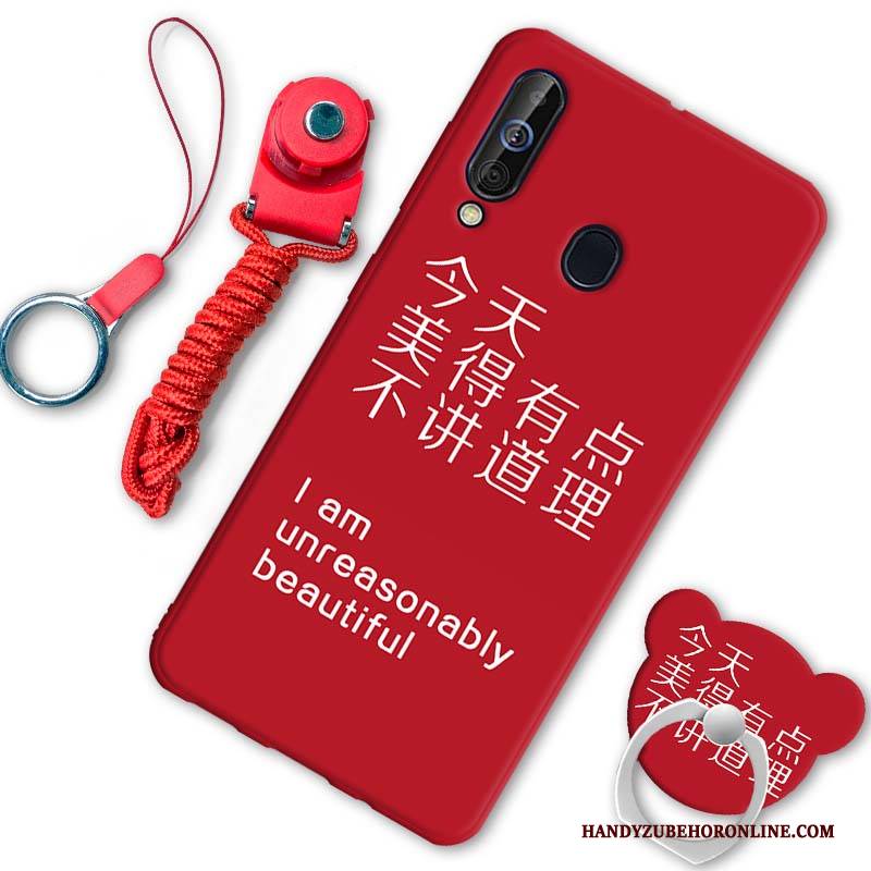 Hülle Samsung Galaxy A60 Schutz Handyhüllen Anti-sturz, Case Samsung Galaxy A60 Taschen Nubuck Rot