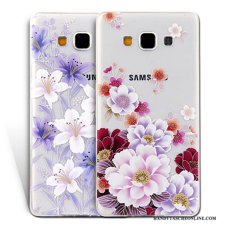 Hülle Samsung Galaxy A7 2015 Prägung Handyhüllen Lila, Case Samsung Galaxy A7 2015 Silikon