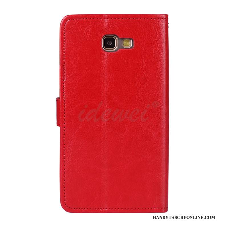 Hülle Samsung Galaxy A7 2016 Lederhülle Handyhüllen Rot, Case Samsung Galaxy A7 2016 Schutz