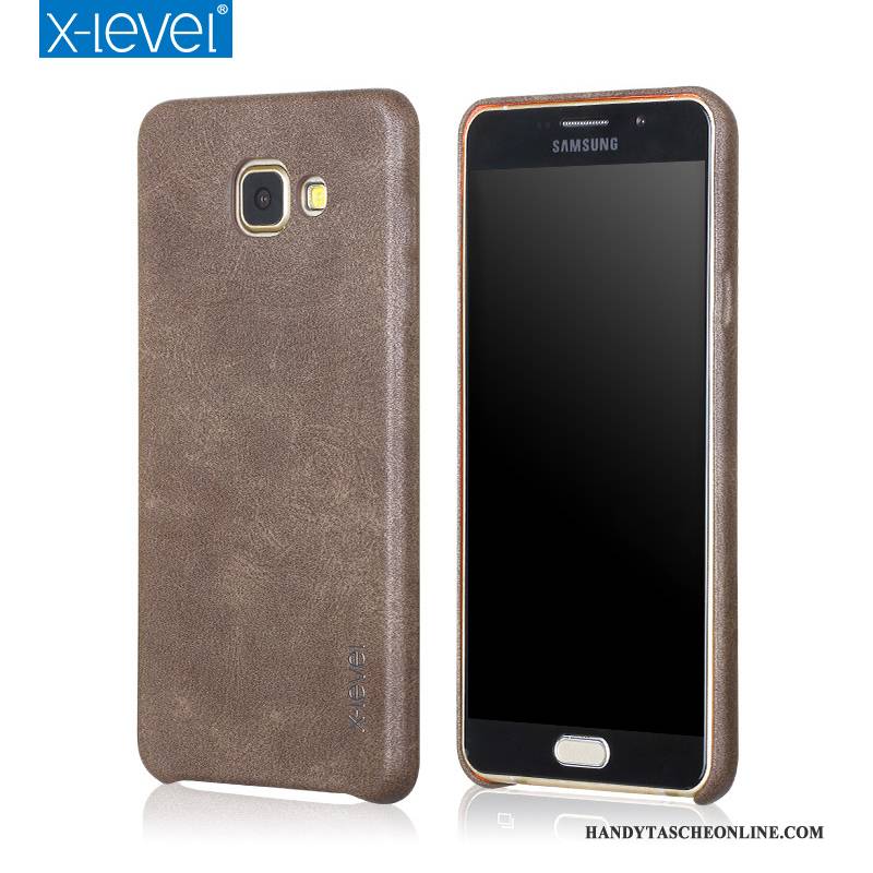 Hülle Samsung Galaxy A7 2016 Lederhülle Schlank Khaki, Case Samsung Galaxy A7 2016 Schutz Handyhüllen Anti-sturz