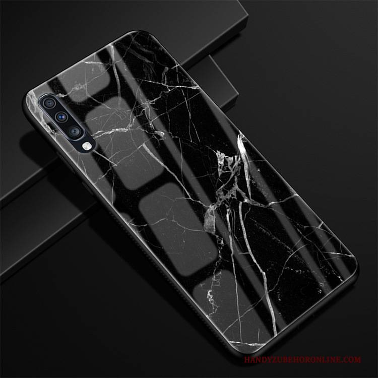 Hülle Samsung Galaxy A70 Silikon Anti-sturz Schwarz, Case Samsung Galaxy A70 Weiche Glas Handyhüllen