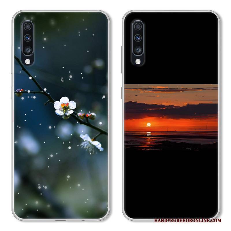 Hülle Samsung Galaxy A70 Silikon Schwarz Handyhüllen, Case Samsung Galaxy A70 Weiche Weiß Anti-sturz