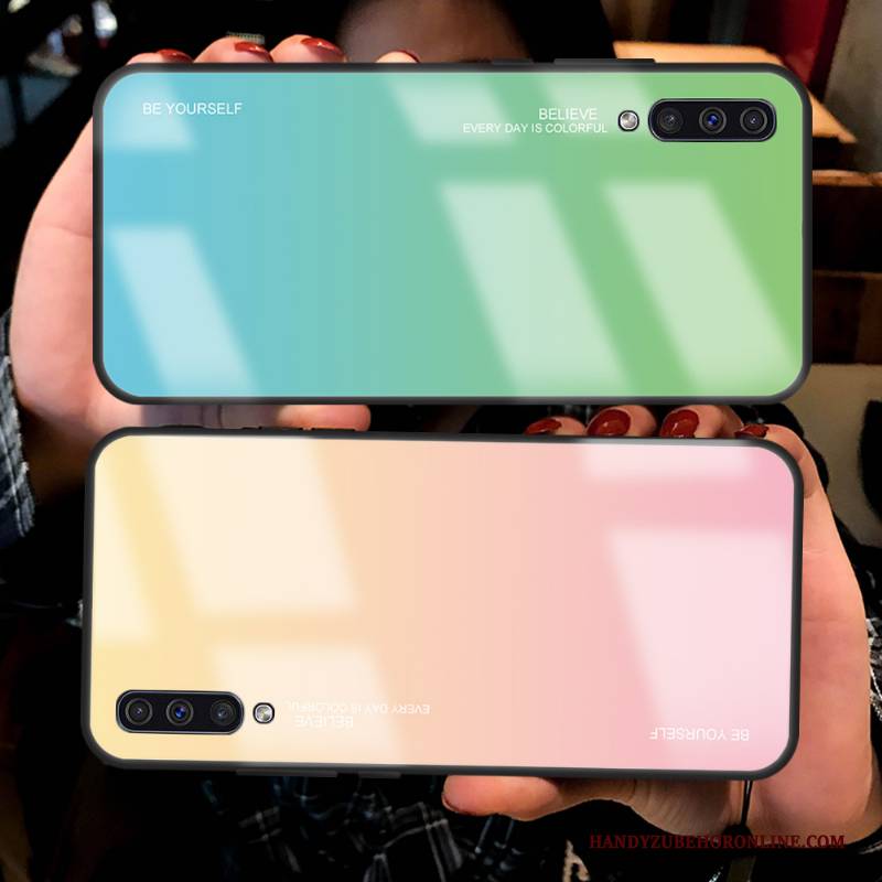 Hülle Samsung Galaxy A70 Taschen Glas Anti-sturz, Case Samsung Galaxy A70 Schutz Trend Grün