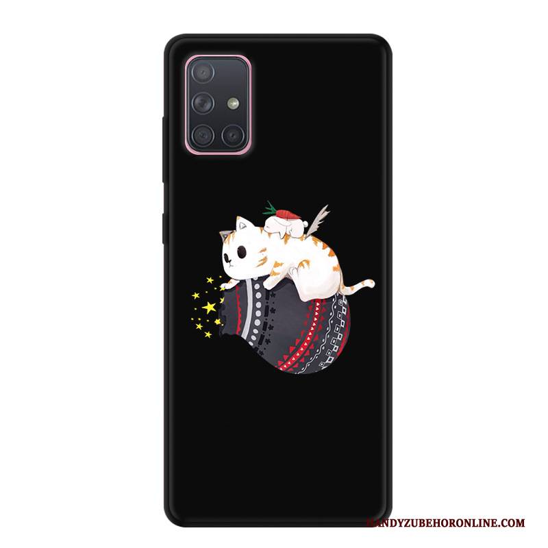 Hülle Samsung Galaxy A71 Kreativ Schwarz Anti-sturz, Case Samsung Galaxy A71 Karikatur Mini Handyhüllen