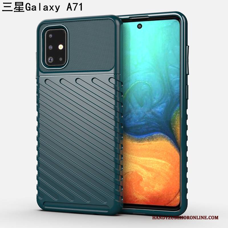 Hülle Samsung Galaxy A71 Taschen Nubuck Persönlichkeit, Case Samsung Galaxy A71 Weiche High-end Grün