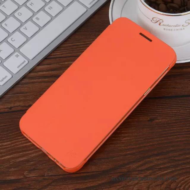 Hülle Samsung Galaxy A8 Leder Handyhüllen Orange, Case Samsung Galaxy A8 Schutz