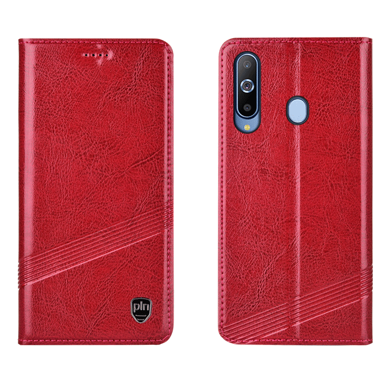 Hülle Samsung Galaxy A8s Leder Rot Handyhüllen, Case Samsung Galaxy A8s Taschen Anti-sturz