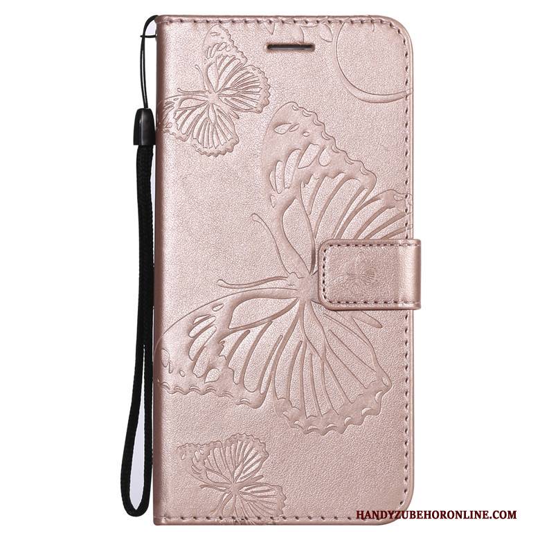 Hülle Samsung Galaxy A8s Schutz Anti-sturz Handyhüllen, Case Samsung Galaxy A8s Lederhülle Rosegold Schmetterlingsblumen