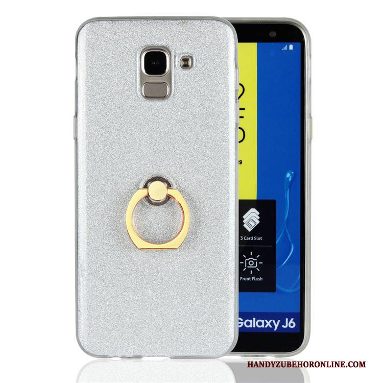 Hülle Samsung Galaxy J6 Weiche Weiß Pulver, Case Samsung Galaxy J6 Silikon Ring Anti-sturz