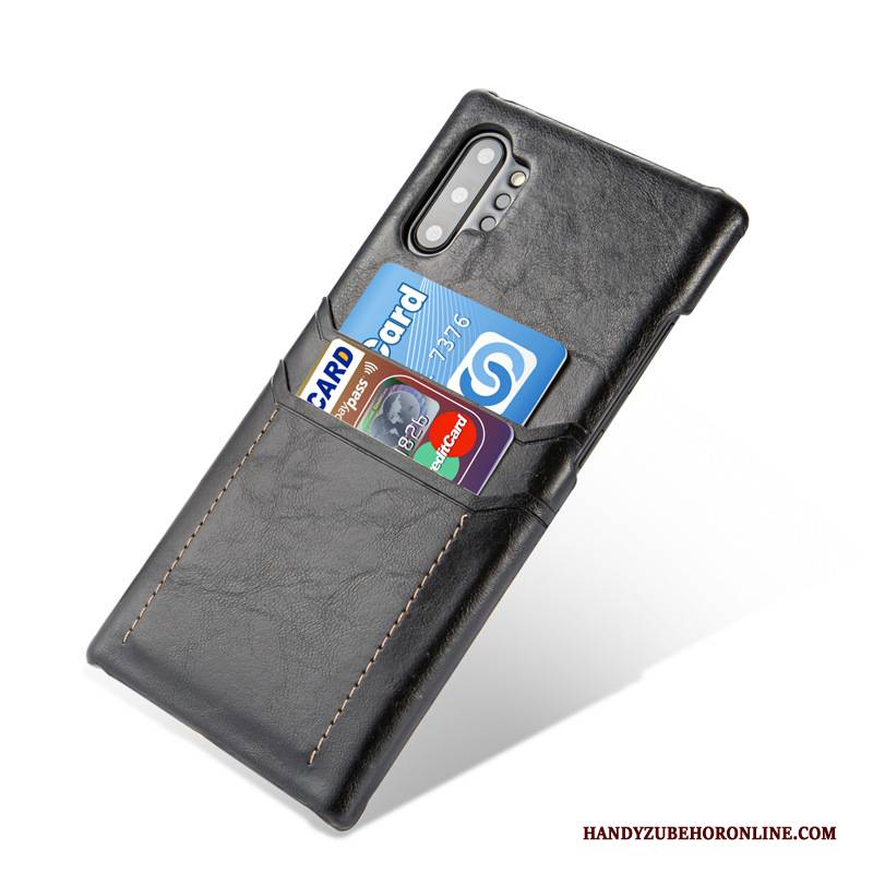 Hülle Samsung Galaxy Note 10+ Lederhülle Schwarz Handyhüllen, Case Samsung Galaxy Note 10+ Schutz