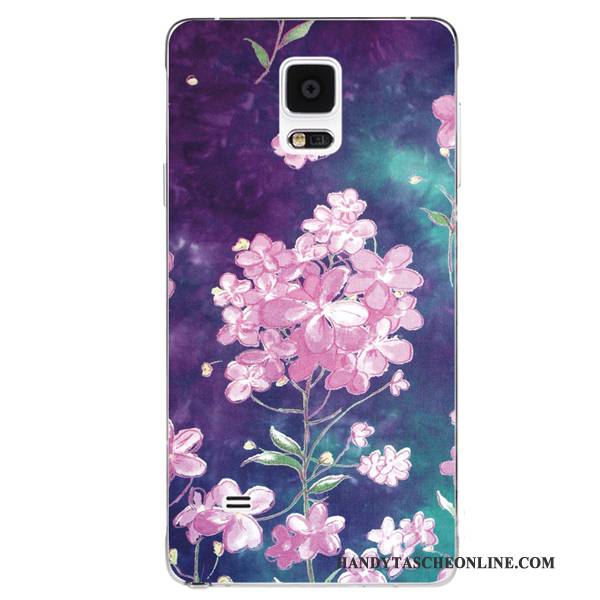 Hülle Samsung Galaxy Note 4 Silikon Handbemalte Hängende Verzierungen, Case Samsung Galaxy Note 4 Retro Handyhüllen Lila