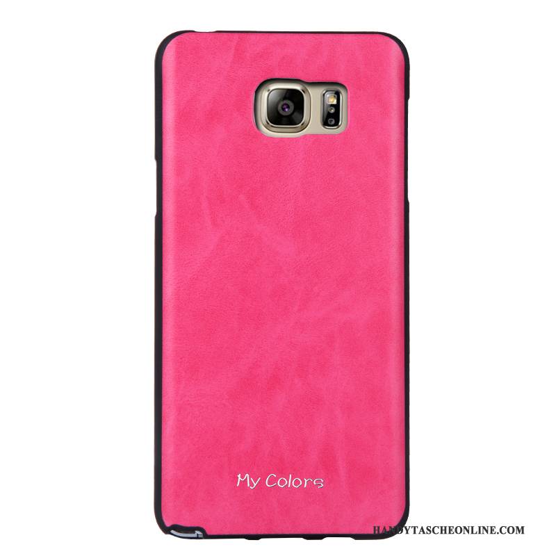 Hülle Samsung Galaxy Note 5 Lederhülle Business Rot, Case Samsung Galaxy Note 5 Weiche Handyhüllen