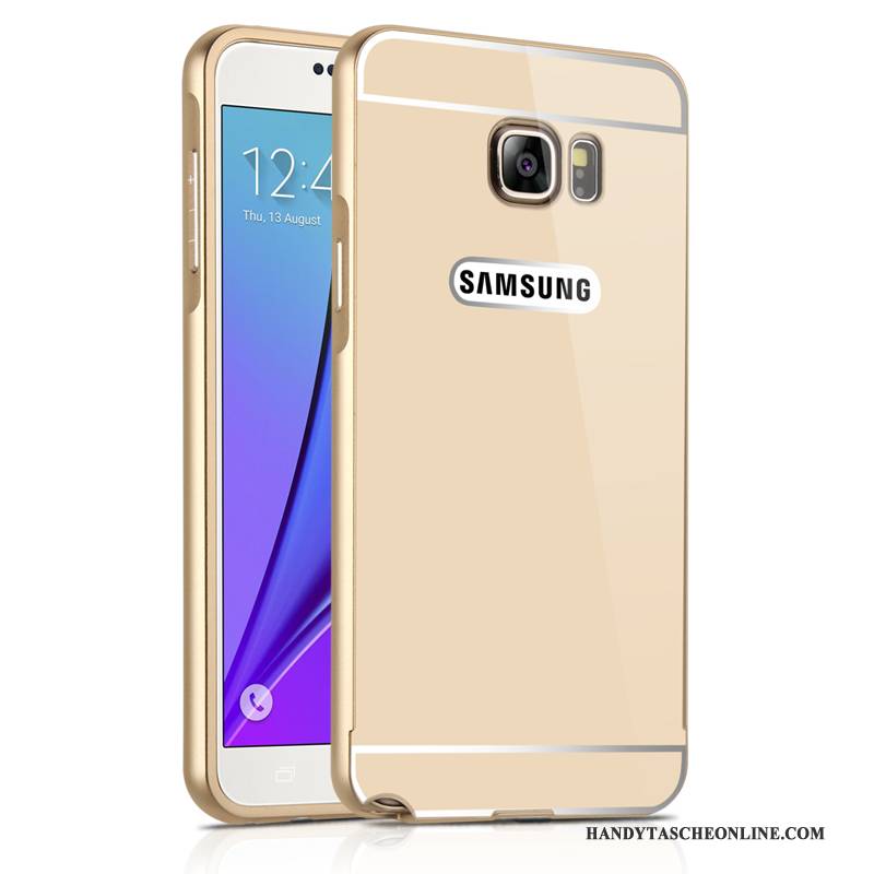 Hülle Samsung Galaxy Note 5 Metall Anti-sturz Gold, Case Samsung Galaxy Note 5 Schutz Spiegel Grenze