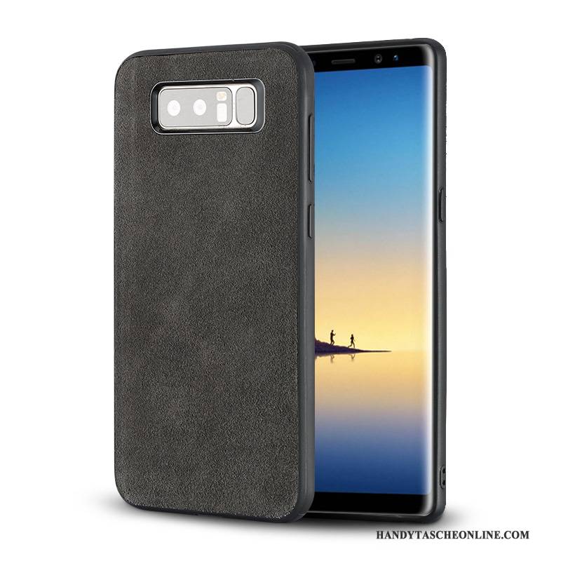 Hülle Samsung Galaxy Note 8 Lederhülle Grau Dunkel, Case Samsung Galaxy Note 8 Leder Handyhüllen Anti-sturz