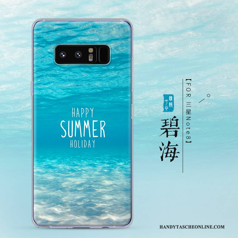 Hülle Samsung Galaxy Note 8 Taschen Blau Anti-sturz, Case Samsung Galaxy Note 8 Schutz Trend Transparent