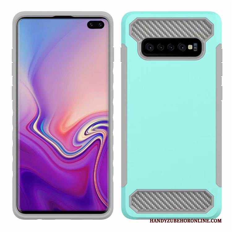 Hülle Samsung Galaxy S10 Business Faser, Case Samsung Galaxy S10 Handyhüllen Grün