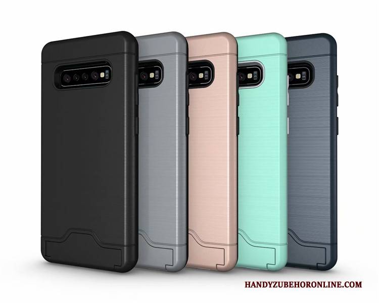 Hülle Samsung Galaxy S10 Halterung Handyhüllen Grau, Case Samsung Galaxy S10 Schutz Seide Karte