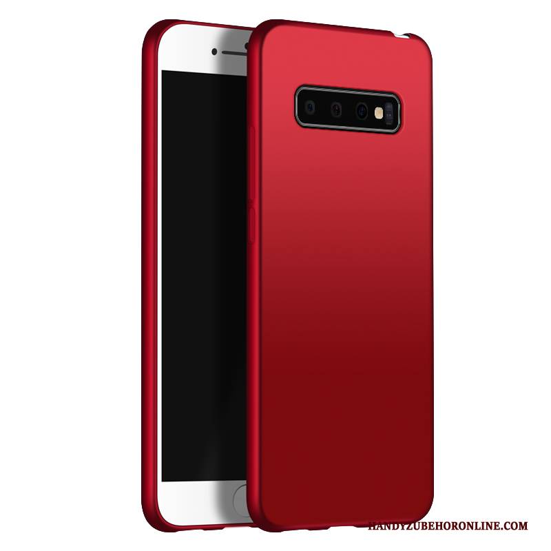 Hülle Samsung Galaxy S10+ Schutz Nubuck Rot, Case Samsung Galaxy S10+ Weiche Schlank Handyhüllen