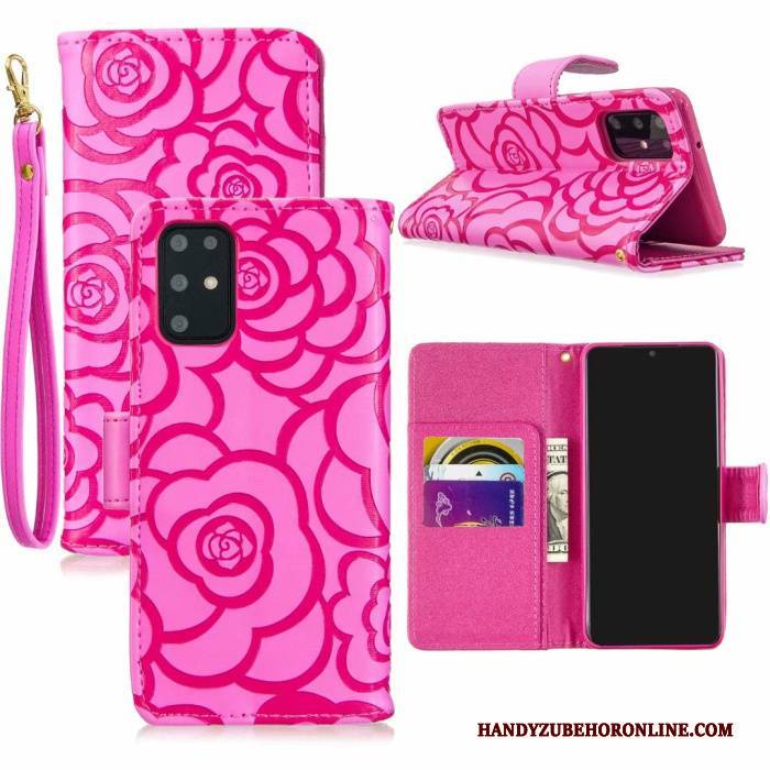 Hülle Samsung Galaxy S20+ Geldbörse Blumen Rosa, Case Samsung Galaxy S20+ Schutz