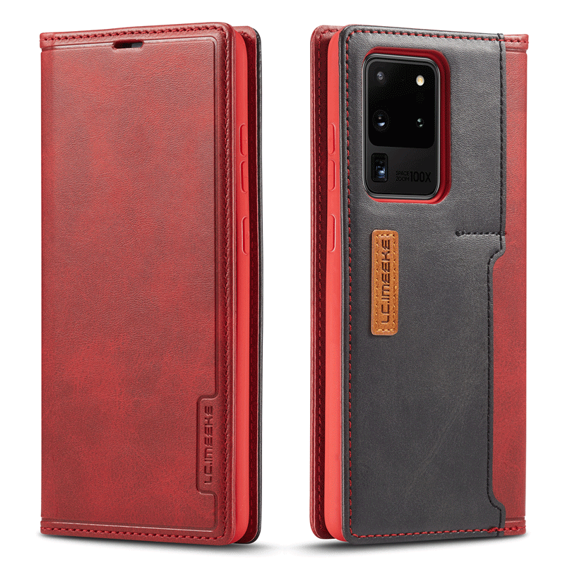 Hülle Samsung Galaxy S20 Ultra Folio Membran Rot, Case Samsung Galaxy S20 Ultra Taschen Pu Handyhüllen