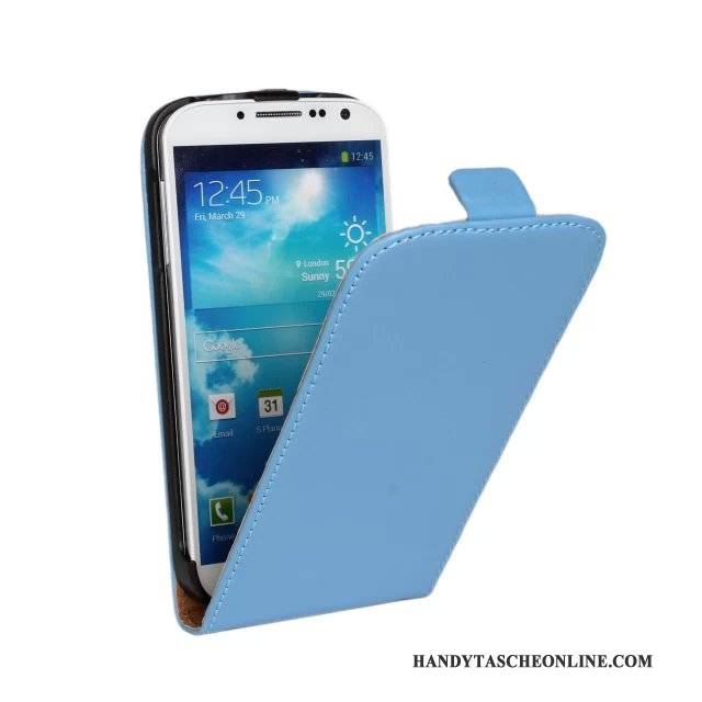 Hülle Samsung Galaxy S4 Lederhülle Handyhüllen Hellblau, Case Samsung Galaxy S4 Schutz
