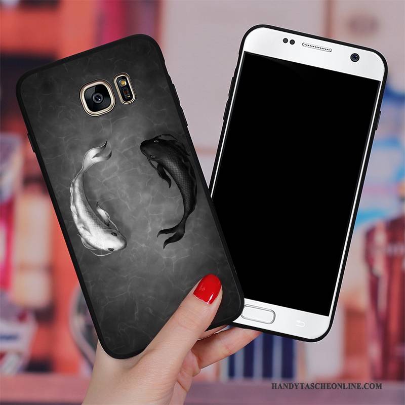 Hülle Samsung Galaxy S6 Edge + Weiche Liebhaber Handyhüllen, Case Samsung Galaxy S6 Edge + Taschen Grau Hängende Verzierungen