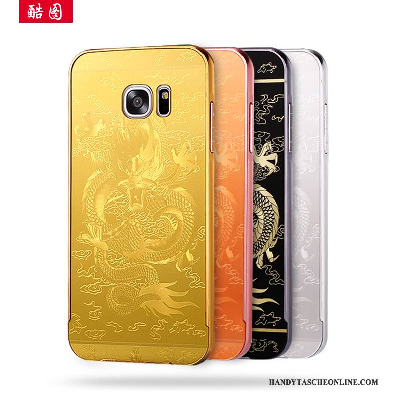 Hülle Samsung Galaxy S7 Edge Metall Grenze Gold, Case Samsung Galaxy S7 Edge Taschen Handyhüllen Anti-sturz