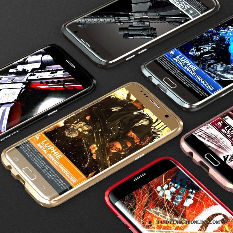 Hülle Samsung Galaxy S7 Edge Metall Schlank Weiß, Case Samsung Galaxy S7 Edge Schutz Anti-sturz Silber