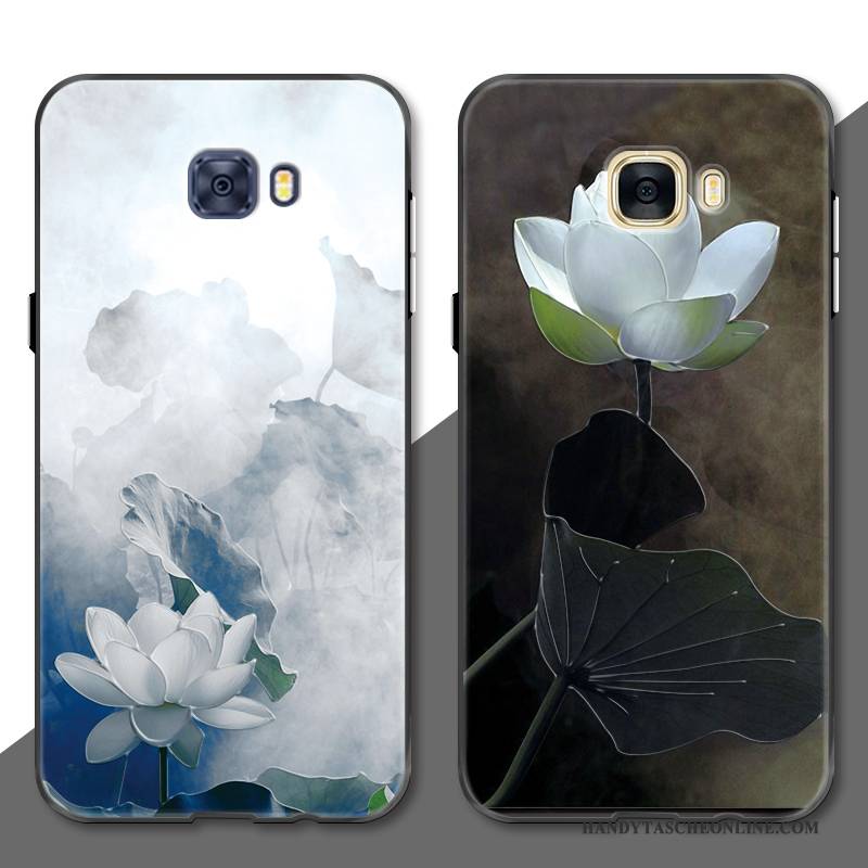 Hülle Samsung Galaxy S7 Edge Prägung Grau Chinesische Art, Case Samsung Galaxy S7 Edge Retro Schwarz Kunst