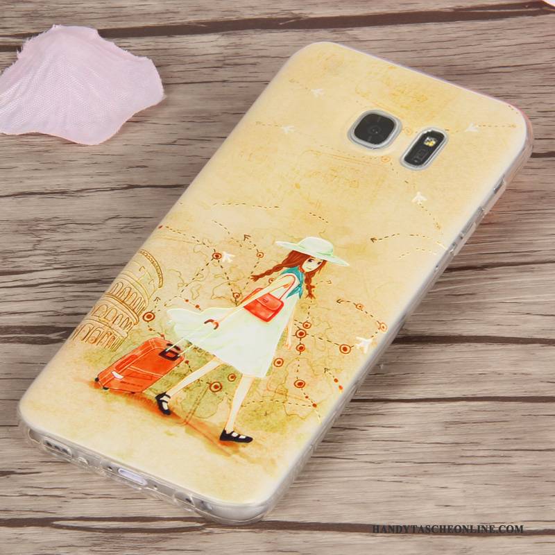 Hülle Samsung Galaxy S7 Edge Schutz Gelb Transparent, Case Samsung Galaxy S7 Edge Silikon Anti-sturz Handyhüllen