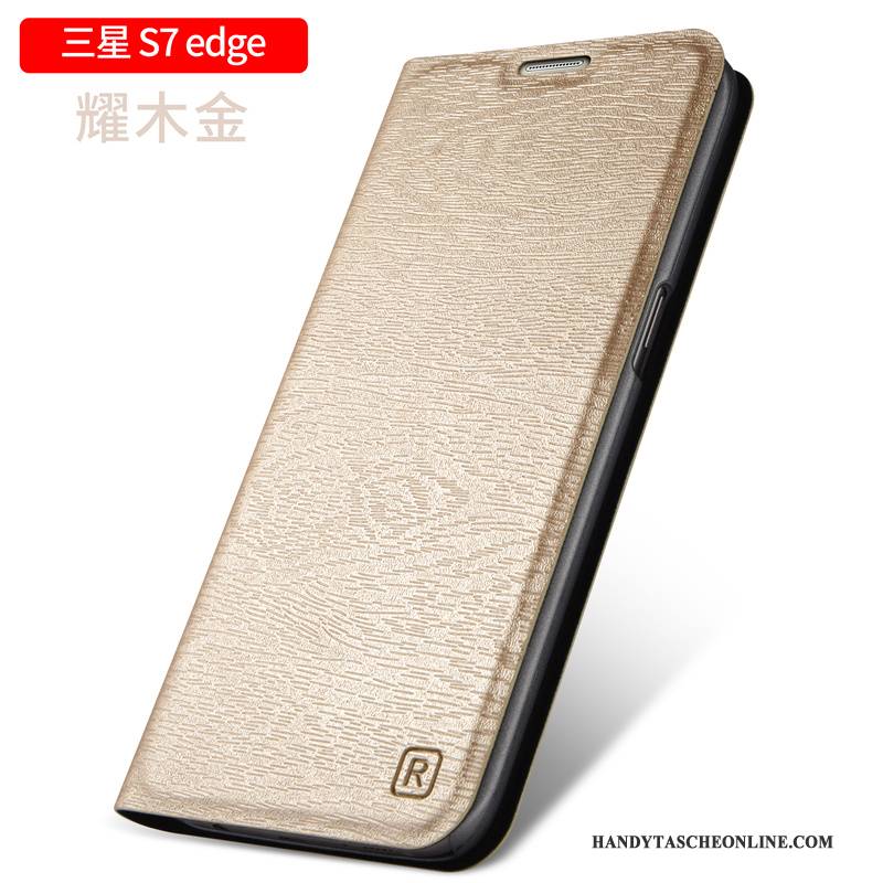 Hülle Samsung Galaxy S7 Edge Schutz Handyhüllen Anti-sturz, Case Samsung Galaxy S7 Edge Folio Gold